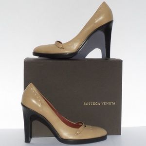 Beige Tan Leather Mary Jane Platform Heels 40